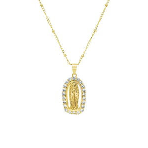 �v�������[�Y ���f�B�[�X �A�N�Z�T���[ �l�b�N���X�E�`���[�J�[�E�y���_���g�g�b�v ���[�X PRIMROSE 14k Gold Flash Plated Cubic Zirconia Virgin Mary Medallion Pendant Necklace on Bead Singapore Chain Gold Tone �S�[���h
