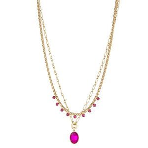 �i�C���E�F�X�g ���f�B�[�X �A�N�Z�T���[ �l�b�N���X�E�`���[�J�[�E�y���_���g�g�b�v ���[�X Nine West Gold Tone Simulated Crystal Multi-Row Necklace Pink �s���N