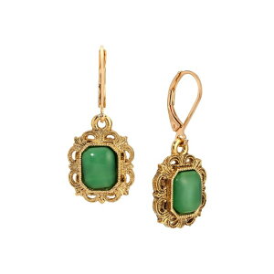 1928 ���f�B�[�X �A�N�Z�T���[ �s�A�X�E�C�������O 1928 Gold-Tone Simulated Green Stone Rectanglearrings Green �O���[��