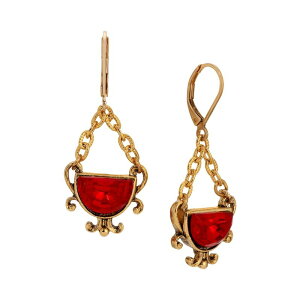 1928 ���f�B�[�X �A�N�Z�T���[ �s�A�X�E�C�������O 1928 Gold-Tone Red Half Moon Drop Leverback Earrings Red ���b�h