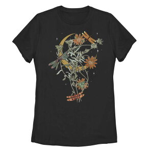 �A���u�����f�b�h ���f�B�[�X �g�b�v�X T�V���c �t�����[�� �t�����[ �O���t�B�b�N Unbranded Juniors' Dragonfly Fall Floral Graphic Tee Black �u���b�N