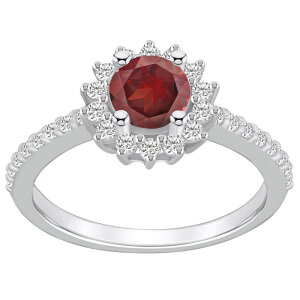 Alyson Layne ���f�B�[�X �A�N�Z�T���[ �����O Alyson Layne 14k White Gold Garnet & 1/2 Carat.W. Diamond Halo Ring Red ���b�h