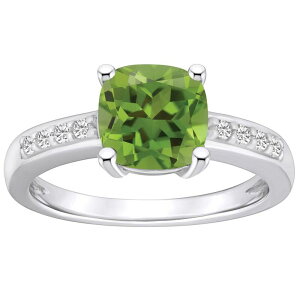 Alyson Layne ���f�B�[�X �A�N�Z�T���[ �����O Alyson Layne 14k White Gold Cushion Peridot & 1/8 Carat.W. Diamond Ring 14k White Gold �z���C�g