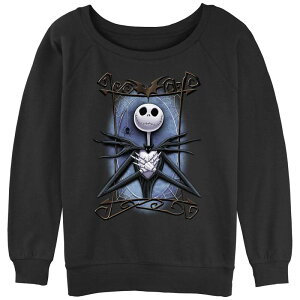 �f�B�Y�j�[ ���f�B�[�X �g�b�v�X T�V���c �p�C�� �O���t�B�b�N Disney's The Nightmare Before Christmas Juniors' Jack Spooky Frame Slouchy Terry Graphic Pullover Black �u���b�N