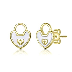 �A���u�����f�b�h ���f�B�[�X �A�N�Z�T���[ �s�A�X�E�C�������O Unbranded 14k Gold Over Sterling Silver Heart Lock Design Stud Earrings Gold Tone �S�[���h