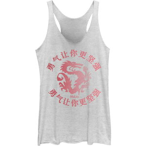 �A�j���L�����N�^�[ ���f�B�[�X �g�b�v�X T�V���c Licensed Character Disney's Mulan Juniors' Redragon Caligraphy Stamp Tank Top White Heather �z���C�g