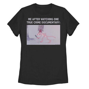 �A�j���L�����N�^�[ �����Y �g�b�v�X T�V���c Licensed Character Juniors' The Pink Panther Me After Watching A True Crime Documentary Tee Black �u���b�N