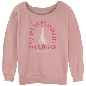�A�j���L�����N�^�[ ���f�B�[�X �g�b�v�X T�V���c �p�C�� Licensed Character Juniors' Emily in Parisay Oui to Possibility Eiffel Tower France Slouchy Terry Pullover Desert Pink �s���N