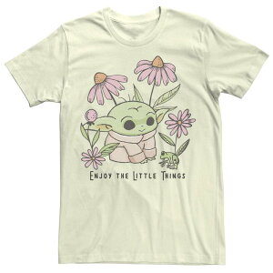 �A�j���L�����N�^�[ ���f�B�[�X �g�b�v�X T�V���c Licensed Character Juniors' Star Wars The Mandalorian Grogu Enjoy the Little Things Boyfriend Tee Natural