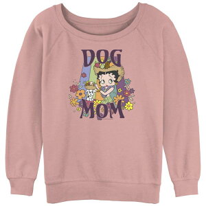 �A�j���L�����N�^�[ ���f�B�[�X �g�b�v�X T�V���c �p�C�� Licensed Character Juniors' Betty Booproudog Mom Slouchy Terry Pullover Desert Pink �s���N