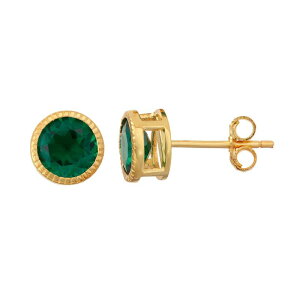 �A���u�����f�b�h ���f�B�[�X �A�N�Z�T���[ �s�A�X�E�C�������O Unbrandedesigns by Gioelli 14k Gold Over Silver Lab-Created Emerald Milgrain Stud Earrings Gold Tone �S�[���h