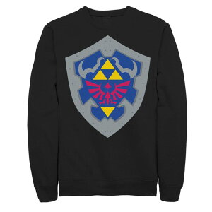 �A�j���L�����N�^�[ �����Y �A�E�^�[ �p�[�J�[�E�X�E�F�b�g �V���c Licensed Character Men's Nintendo Legend Of Zelda Hylian Shield Simple Sweatshirt Black �u���b�N