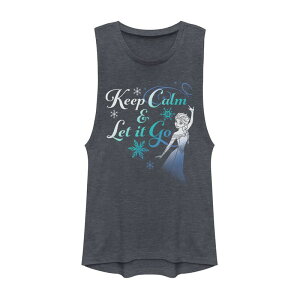 �f�B�Y�j�[ ���f�B�[�X �g�b�v�X T�V���c Juniors' Disney's Frozen Elsa Keep Calm & Let It Go Muscle Tank Top Denim Heather �w�U�[