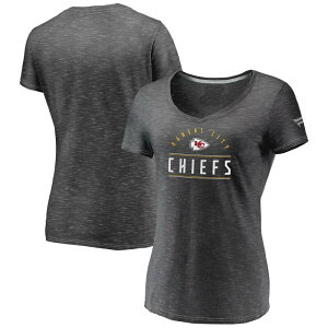 �t�@�i�e�B�N�X ���f�B�[�X �g�b�v�X T�V���c V�l�b�N Women's Fanatics Charcoal Kansas City Chiefs League Leader Space Dye V-Neck T-Shirt Chf Charco �`���R�[��