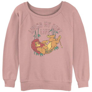 �f�B�Y�j�[ ���f�B�[�X �g�b�v�X T�V���c �p�C�� Disney's The Lion King Juniors' Living My Best Life Slouchy Terry Desert Pink �s���N