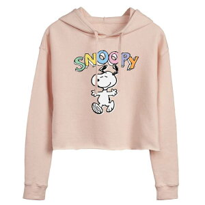 �A�j���L�����N�^�[ ���f�B�[�X �A�E�^�[ �p�[�J�[�E�X�E�F�b�g �N���b�v�h �O���t�B�b�N Licensed Character Juniors' Peanutsnoopy Sketchy Cropped Graphic Hoodie Pink �s���N