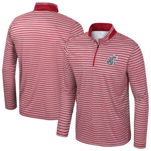 �R���V�A�� �����Y �g�b�v�X T�V���c Men's Colosseum Crimson Washington State Cougarstriped Quarter-Zip Top Wsc Red ���b�h
