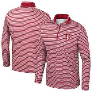 �R���V�A�� �����Y �g�b�v�X T�V���c Men's Colosseum Cardinal Stanford Cardinal Striped Quarter-Zip Top Stf Red ���b�h
