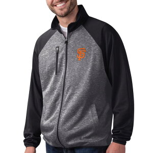 �J�[�� �o���N�X �����Y �A�E�^�[ �W���P�b�g�E�u���]�� Men's G-III Sports by Carl Banks Gray/Black San Francisco Giants Runners Track Raglan Full-Zip Jacket Gnt Black �u���b�N