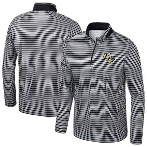 �R���V�A�� �����Y �g�b�v�X T�V���c Men's Colosseum Black UCF Knightstriped Quarter-Zip Top Ucf Black �u���b�N
