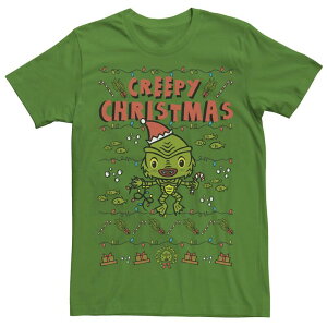 �A�j���L�����N�^�[ �����Y �g�b�v�X T�V���c �O���t�B�b�N Licensed Character Men's Universal Monsters Christmas Black Lagoon Creepy Christmas Graphic Tee Kelly �u���b�N