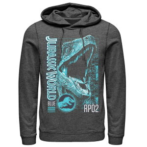 �A�j���L�����N�^�[ �����Y �A�E�^�[ �p�[�J�[�E�X�E�F�b�g Licensed Character Men's Jurassic World Two Blue Face Tech Schematic Hoodie Charcoal Heather �`���R�[��