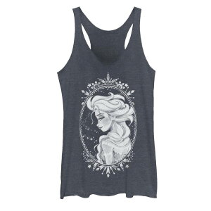 �f�B�Y�j�[ ���f�B�[�X �g�b�v�X T�V���c Juniors' Disney's Frozen Elsa Sketch Portrait Snowflakes Tank Top Navy Heather �w�U�[