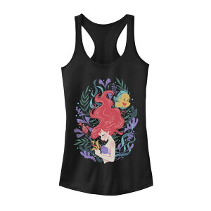 �f�B�Y�j�[ ���f�B�[�X �g�b�v�X T�V���c Disney's The Little Mermaid Ariel Flounder And Sebastian Juniors' Tank Top Black �u���b�N