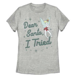 �f�B�Y�j�[ ���f�B�[�X �g�b�v�X T�V���c �O���t�B�b�N Disney's Peter Pan Juniors' Tinker Bell Dear Santa I Tried Christmas Graphic Tee Athletic Heather �w�U�[