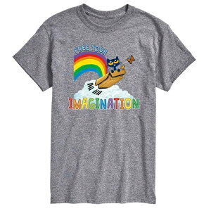 �A�j���L�����N�^�[ �����Y �g�b�v�X T�V���c Licensed Character Men's Pete The Cat Free Your Imagination Tee Gray �O���[