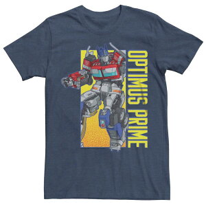 �A�j���L�����N�^�[ �����Y �g�b�v�X T�V���c �g�[�� �O���t�B�b�N Licensed Character Big & Tall Transformers Rise of the Beasts Optimus Prime Box Graphic Tee Navy Heather �w�U�[