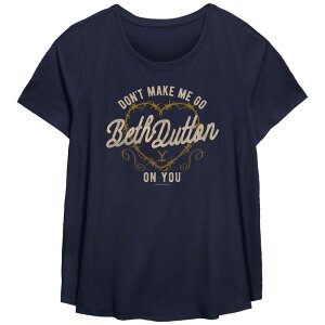 �A�j���L�����N�^�[ ���f�B�[�X �g�b�v�X T�V���c �v���X�T�C�Y Licensed Character Missy Plusize Yellowstone Don't Make Me Go Beth Dutton You Scoop Hem Tee Navy �l�C�r�[