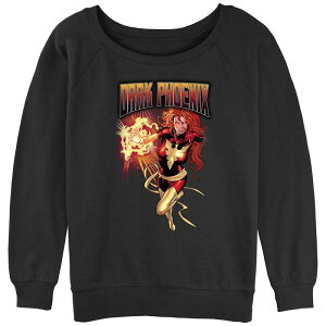 �}�[�x�� ���f�B�[�X �g�b�v�X T�V���c �p�C�� �O���t�B�b�N Marvel Juniors' X-Men Dark Phoenix Poster Slouchy Terry Graphic Pullover Black �u���b�N