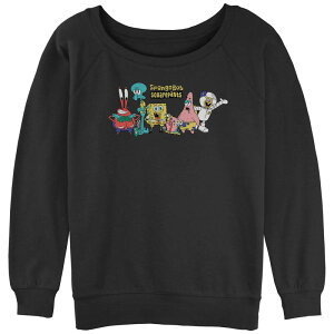 �j�R���f�I�� ���f�B�[�X �g�b�v�X T�V���c �p���c �p�C�� �O���t�B�b�N Nickelodeon Juniors' SpongeBob SquarePants Classic Gang Slouchy Terry Graphic Pullover Black �u���b�N