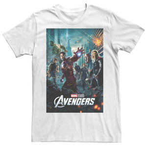 �}�[�x�� �����Y �g�b�v�X T�V���c Men's Marvel Studios Avengers Movie Poster Group Shotee White �z���C�g