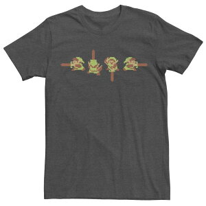 �A�j���L�����N�^�[ �����Y �g�b�v�X T�V���c Licensed Character Men's Zelda Link 8-Bit Poses Tee Charcoal Heather �`���R�[��