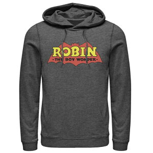 �A�j���L�����N�^�[ �����Y �A�E�^�[ �p�[�J�[�E�X�E�F�b�g ���S Licensed Character Men's DComics Robin The Boy Wonder Classic Logo Hoodie Charcoal Heather �`���R�[��