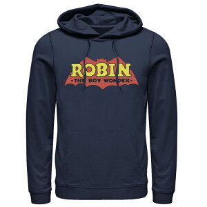 �A�j���L�����N�^�[ �����Y �A�E�^�[ �p�[�J�[�E�X�E�F�b�g ���S Licensed Character Men's DComics Robin The Boy Wonder Classic Logo Hoodie Navy �l�C�r�[