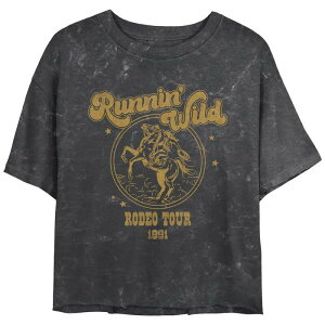 �A�j���L�����N�^�[ ���f�B�[�X �g�b�v�X T�V���c ���S Licensed Character Juniors' Runnin Wild Rodeo Tour 1991 Circle Logo Crop Tee Black �u���b�N