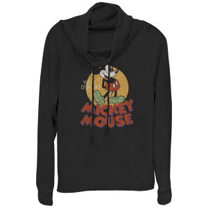 �f�B�Y�j�[ ���f�B�[�X �g�b�v�X T�V���c �O���t�B�b�N Juniors' Disney Mickey Mouse Classicowlneck Graphic Lightweight Long Sleeve Black �u���b�N