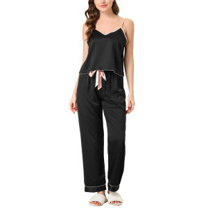 cheibear ���f�B�[�X �A���_�[�E�F�A �i�C�g�E�F�A �V���N cheibear Women'summer Suspendersoft Ice Silk Pajamas Home Clothes Three Piece Set Black �u���b�N