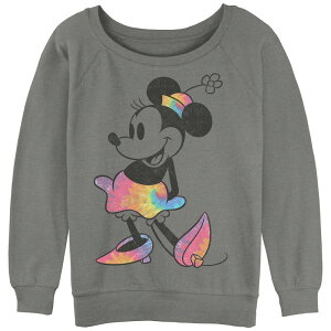 �f�B�Y�j�[ ���f�B�[�X �g�b�v�X T�V���c �p�C�� Disney's Mickey And Friends Juniors' Minnie Mouse Tie Dye Slouchy Terry Pullover Gray Heather �O���[