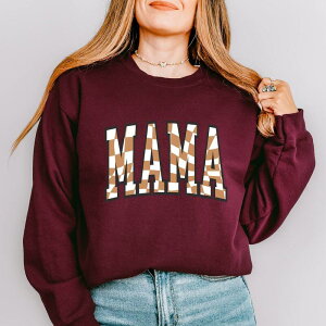 Simply Sage Market ���f�B�[�X �A�E�^�[ �p�[�J�[�E�X�E�F�b�g �V���c Simply Sage Market Varsity Checkered Mama Sweatshirt Maroon �}���[��