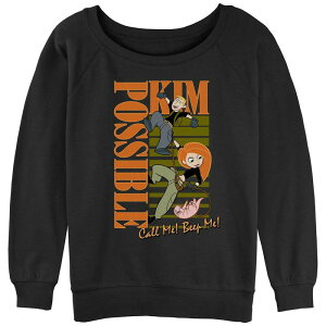 �A�j���L�����N�^�[ ���f�B�[�X �g�b�v�X T�V���c �p�C�� �O���t�B�b�N Licensed Character Juniors' Kim Possible Action Poster Graphic Slouchy Terry Black �u���b�N