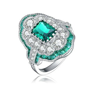�A���u�����f�b�h ���f�B�[�X �A�N�Z�T���[ �����O Unbranded Sterling Silveradiant- & Baguette-Cut Cubic Zirconia Cocktail Ring Sterlingreen �O���[��