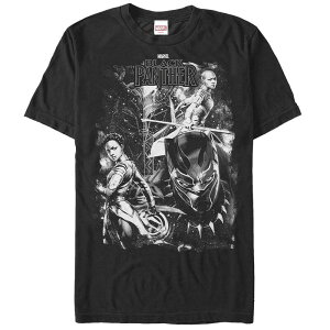 �A�j���L�����N�^�[ �����Y �g�b�v�X T�V���c Licensed Character Men's Black Panther Movie Panther In Stars Tee Black �u���b�N
