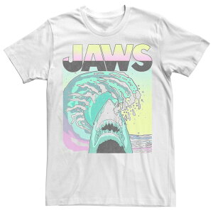 �A�j���L�����N�^�[ �����Y �g�b�v�X T�V���c Licensed Character Men's Jaws Retro Wave Poster Tee White �z���C�g