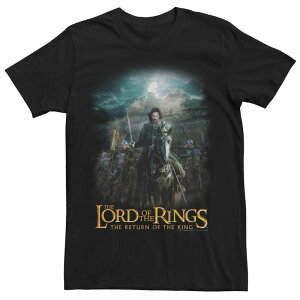 �A�j���L�����N�^�[ �����Y �g�b�v�X T�V���c �O���t�B�b�N Licensed Character Men's The Lord Of The Rings The Return Of The King Aragorn Poster Graphic Tee Black �u���b�N