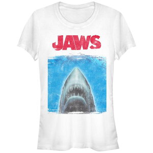 �A�j���L�����N�^�[ ���f�B�[�X �g�b�v�X T�V���c �O���t�B�b�N Licensed Character Juniors' Jaws Movie Poster Fitted Graphic Tee White �z���C�g