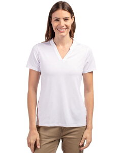 �J�b�^�[�A���h�o�b�N ���f�B�[�X �g�b�v�X �V���c Cutter & Buck Forge Heathered Stretch Womens Blade Top White �z���C�g